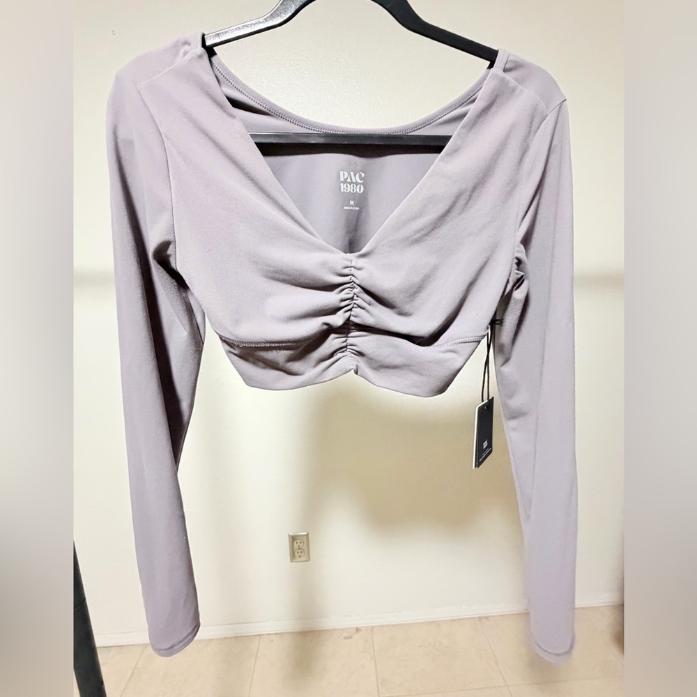 Women's Lavender Long Sleeve Crop Top